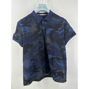 Moncler Blue Camo Short Sleeve Polo Shirt 2XL (X7)